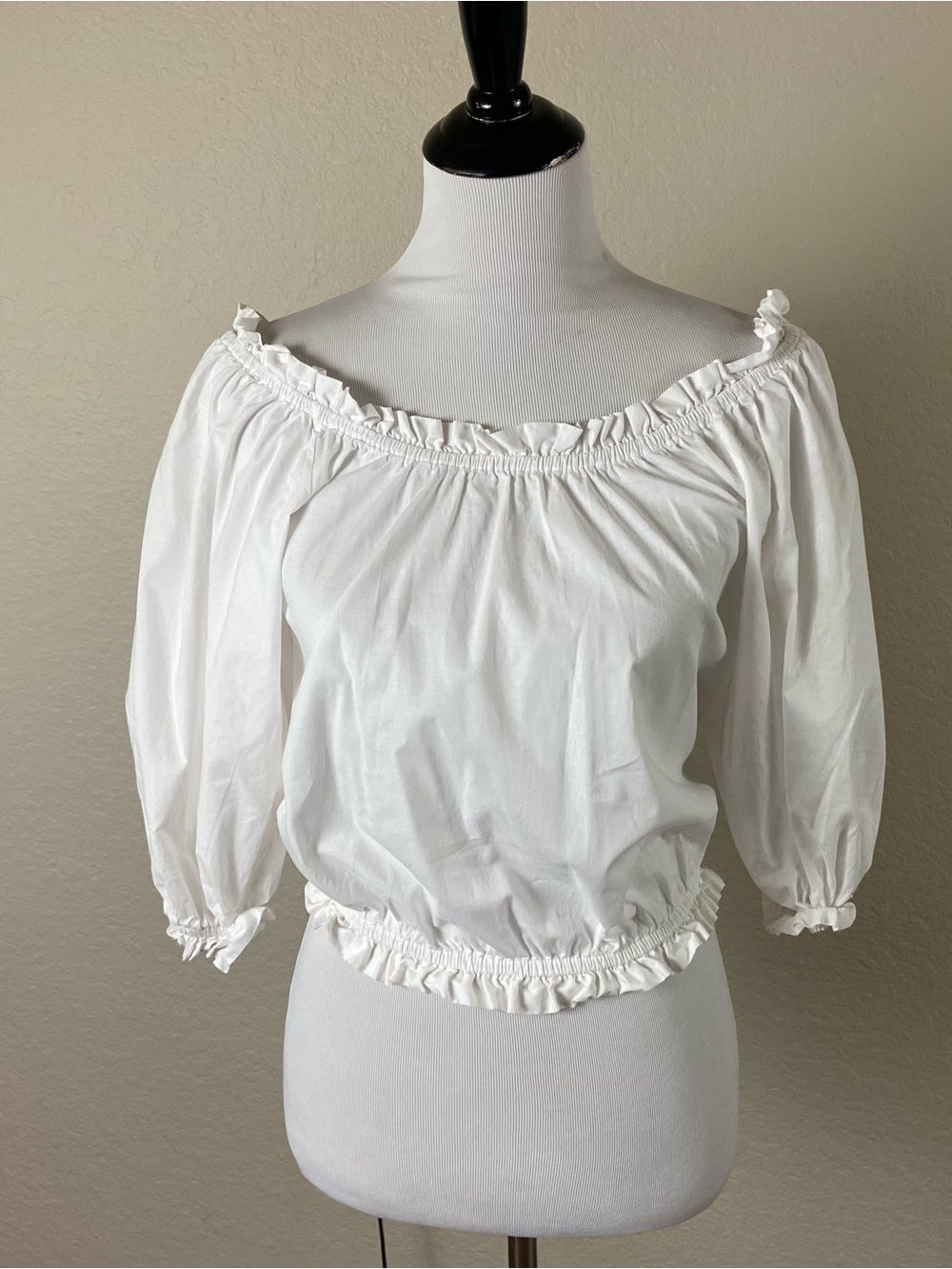 kate spade White Off-Shoulder Ruffle Peasant Blouse